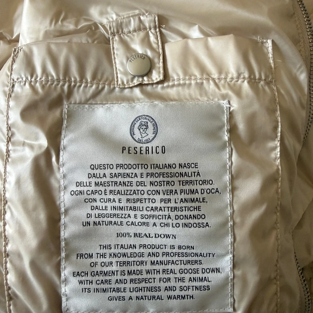 Peserico Cream Ecru Short-Sleeved Goose Down Puffer Jacket size 42 - Picture 10 of 13